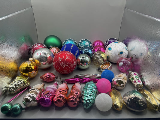 Soviet Glass Christmas Ornaments Set of 36, Vintage USSR (Lot 14) - photo 2