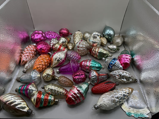 Soviet Christmas Tree Decor Lot, 40 Glass Ornaments, Vintage USSR - photo 2