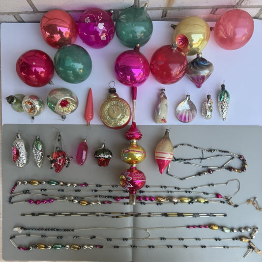 Soviet Glass Christmas Ornaments with Tree Topper, Vintage USSR (Lot 11) - photo 2
