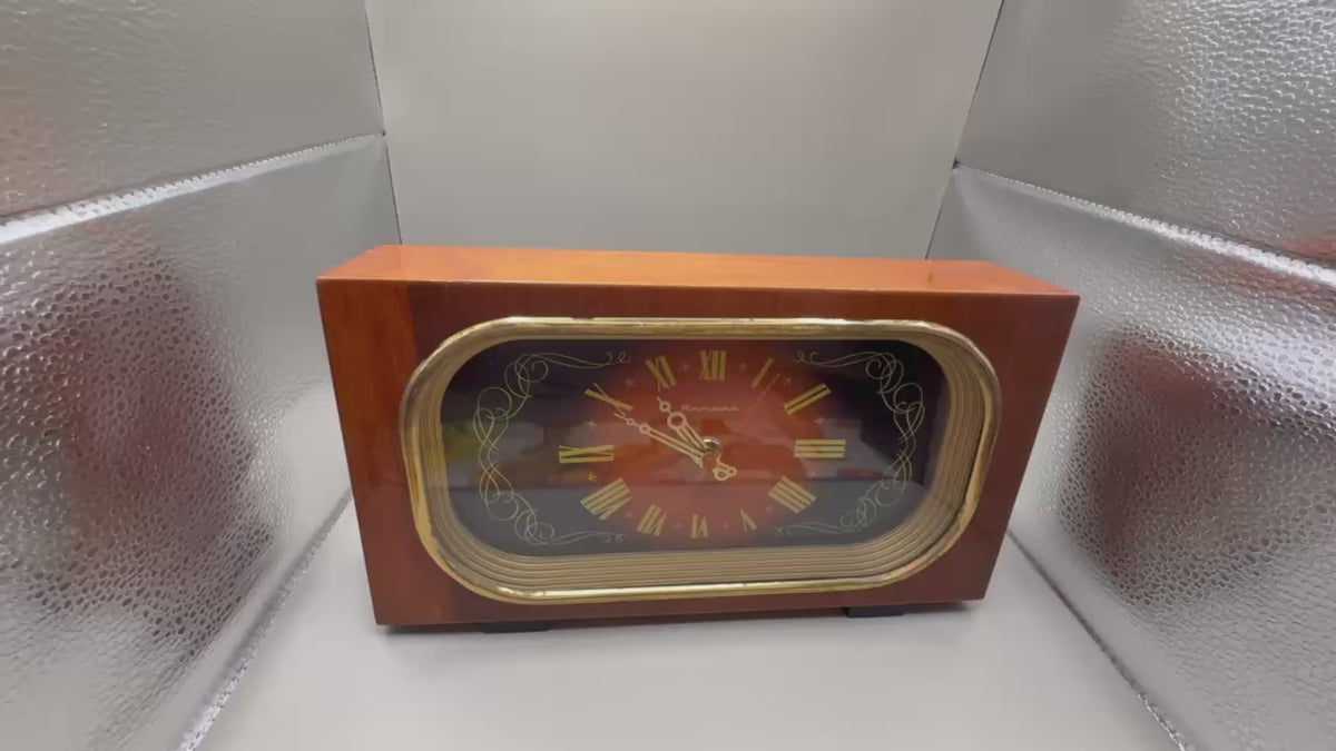 Yantar Soviet Wooden Mantel Clock with Roman Numerals, Orel - video