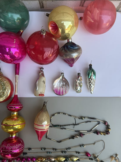Soviet Glass Christmas Ornaments with Tree Topper, Vintage USSR (Lot 11) - photo 10