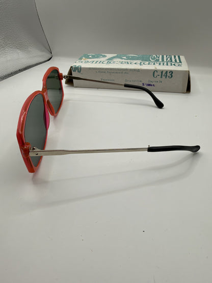 Vintage Soviet-Style Sunglasses C-143 Pink Metal, 1990s, NOS in Box - photo 8