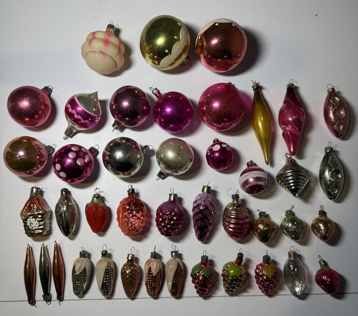 Soviet Glass Christmas Ornaments Lot of 42, Baubles & Figures (Lot 32) - photo 1