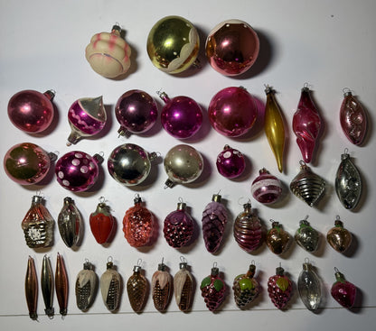 Soviet Glass Christmas Ornaments Lot of 42, Baubles & Figures (Lot 32) - photo 1