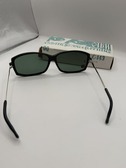 Vintage Soviet-Style Sunglasses C-143 Black Metal, 1990s, NOS in Box - photo 8