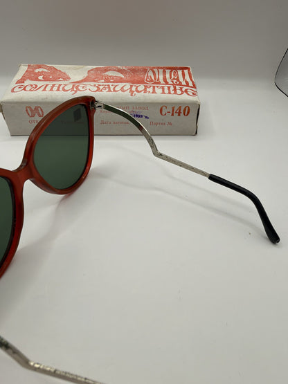 Vintage Soviet-Style Sunglasses C-140 Red, 1993, NOS with Sticker - photo 11