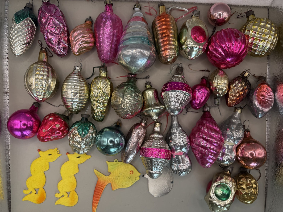 Soviet Glass Christmas Ornaments Set of 36, Vintage USSR - photo 1