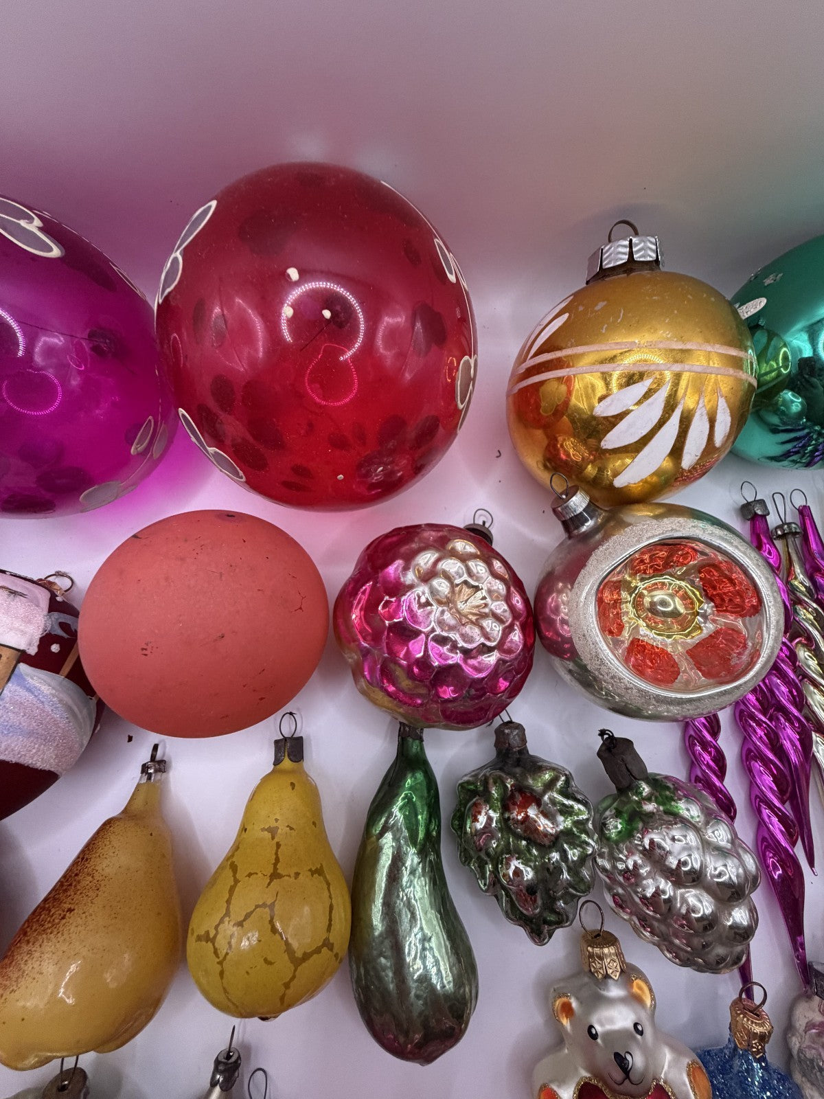 Soviet Glass Christmas Ornaments Lot of 30, Baubles & Figures (Lot 30) - photo 4
