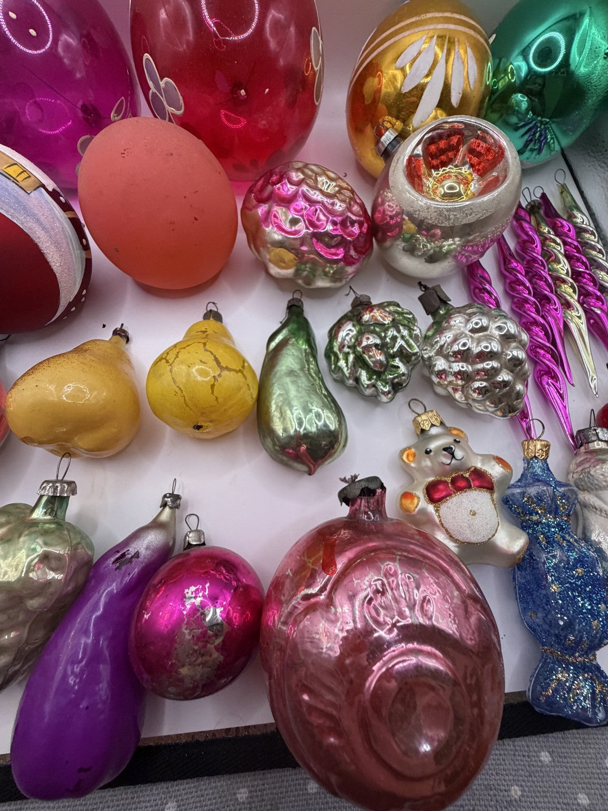 Soviet Glass Christmas Ornaments Lot of 30, Baubles & Figures (Lot 30) - photo 12