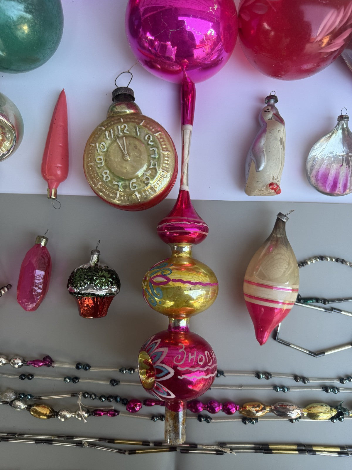 Soviet Glass Christmas Ornaments with Tree Topper, Vintage USSR (Lot 11) - photo 6