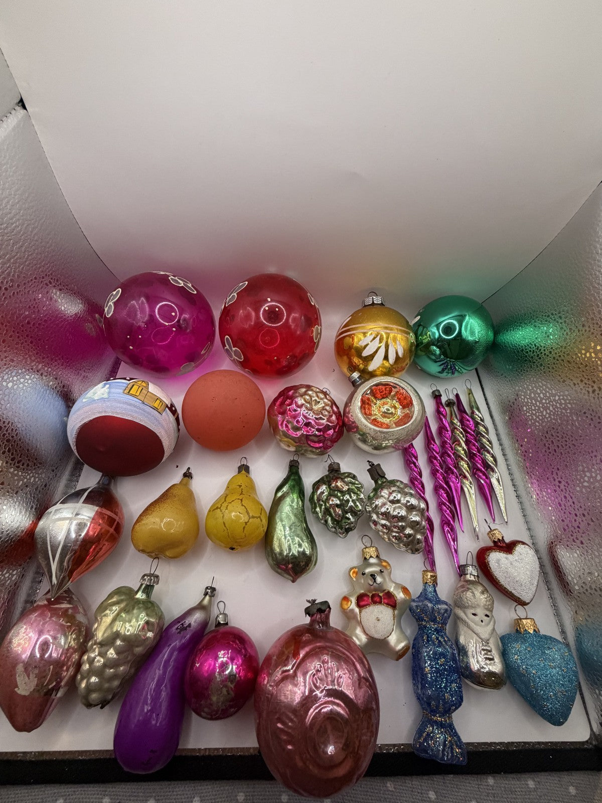 Soviet Glass Christmas Ornaments Lot of 30, Baubles & Figures (Lot 30) - photo 1