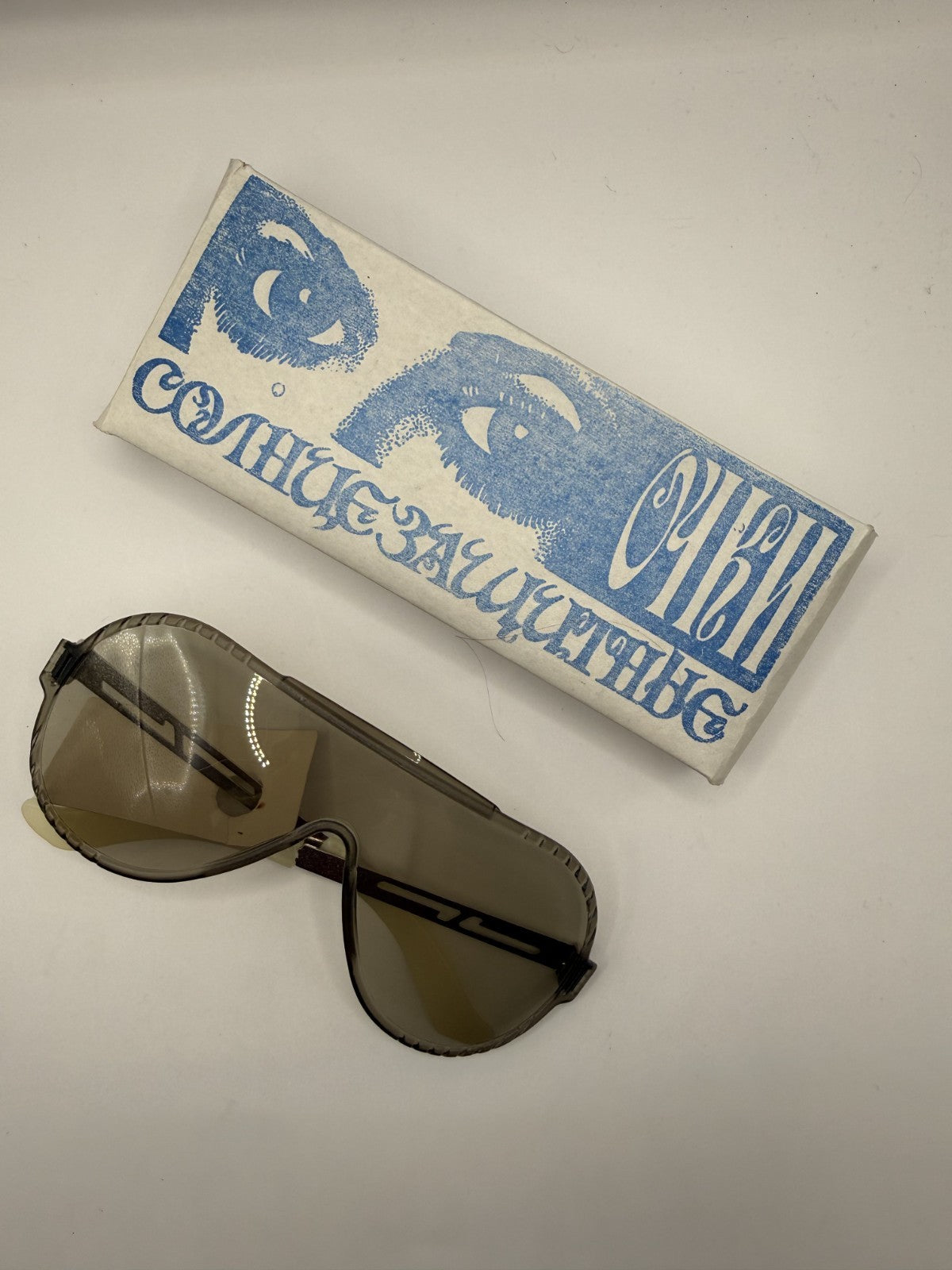 Vintage Soviet-Style Shield Sunglasses C-132, 1992, NOS in Box - photo 1