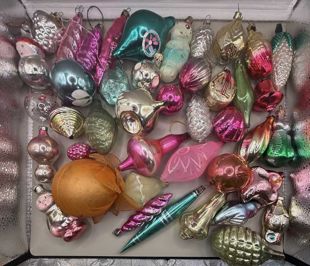 Soviet Glass Christmas Ornaments Lot of 44, As-Is for Craft (Lot 4) - photo 1