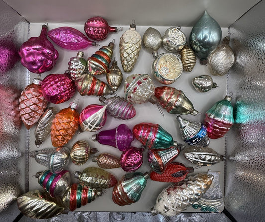 Soviet Christmas Tree Decor Lot, 40 Glass Ornaments, Vintage USSR - photo 1