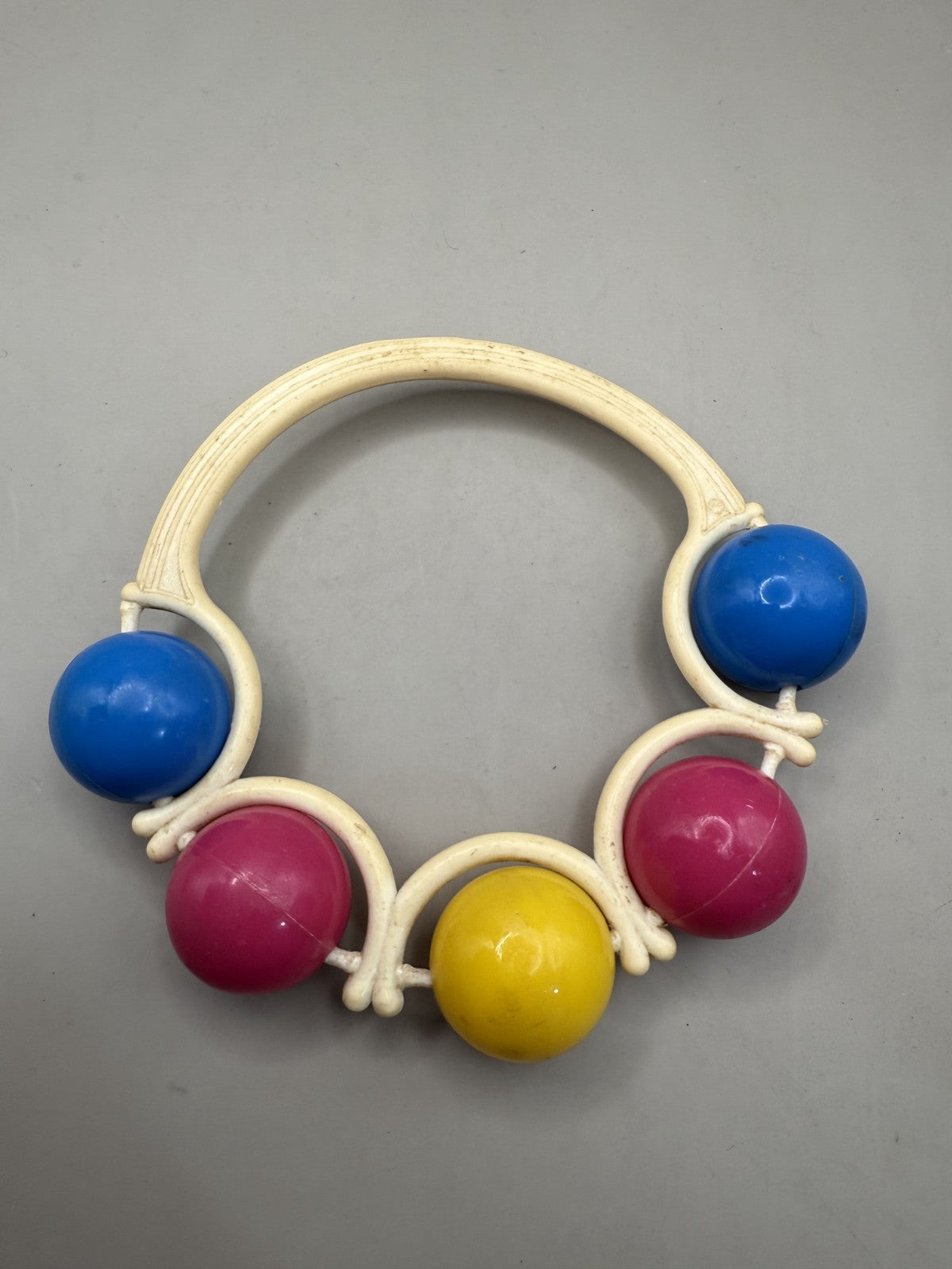 Soviet Baby Rattle with Spinning Balls, Vintage USSR Plastic Toy - photo 1