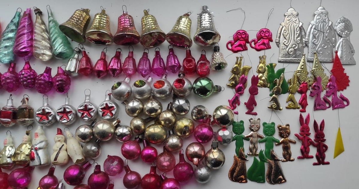 Soviet Mini Christmas Ornaments Lot of 154+, Glass, Mixed - photo 3