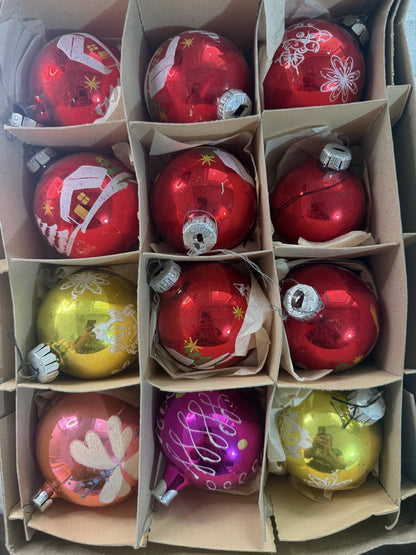 Soviet Glass Christmas Ornaments Lot of 24 + Paper Garland & Confetti - photo 2