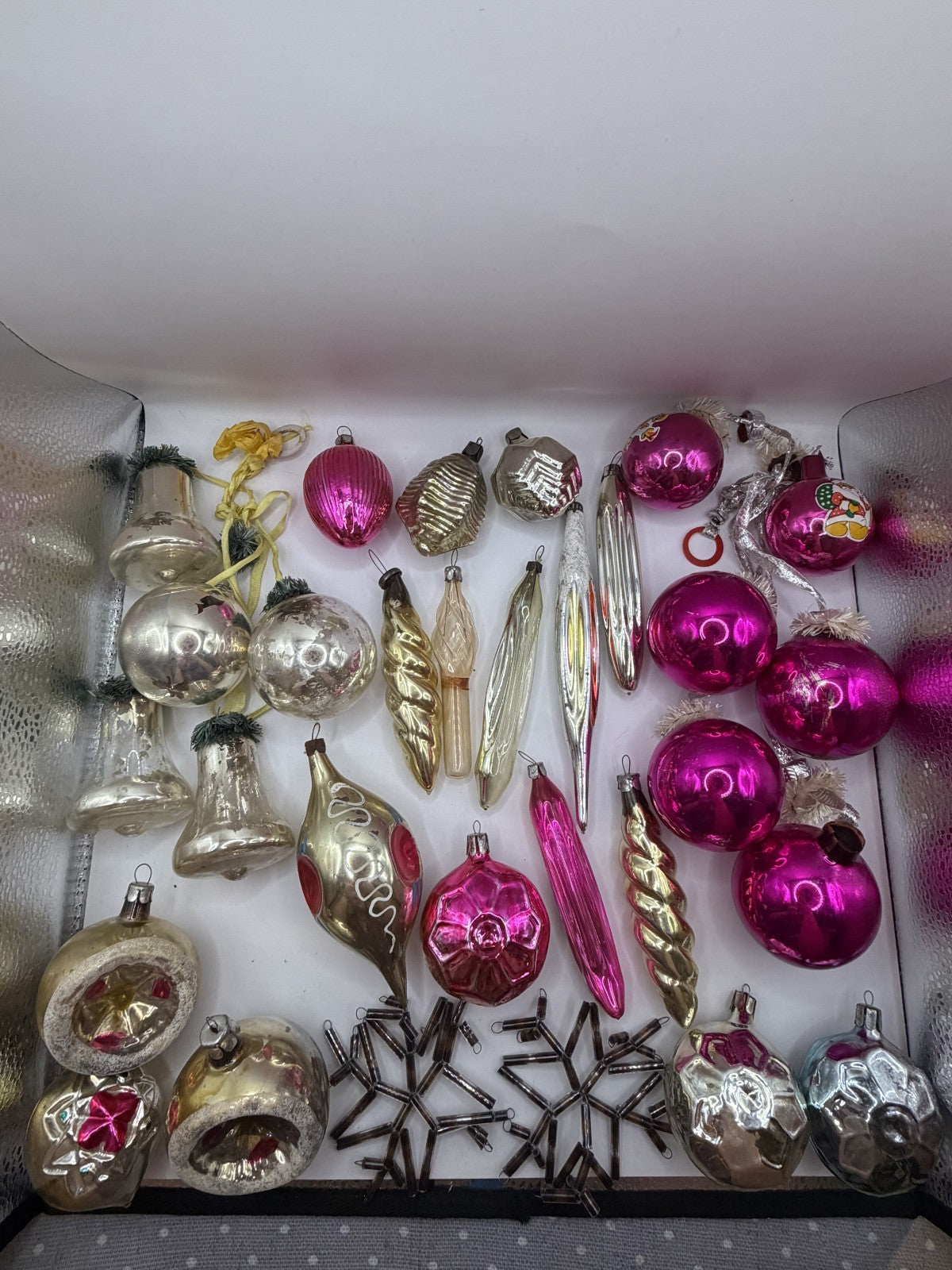 Soviet Glass Christmas Ornaments Lot of 30, Baubles & Icicles (Lot 29) - photo 1