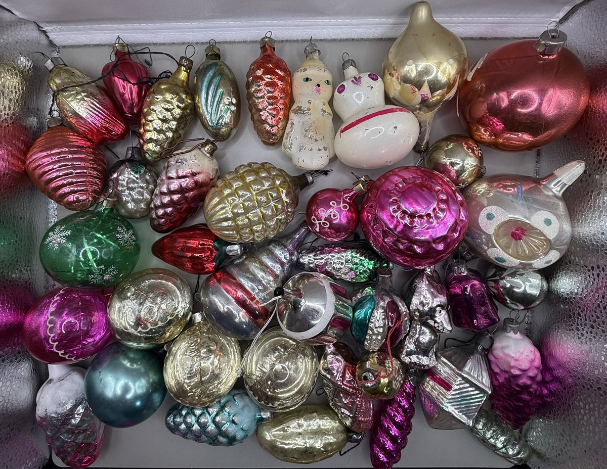 Soviet Glass Christmas Ornaments Lot of 40, Vintage USSR (Lot 3) - photo 1