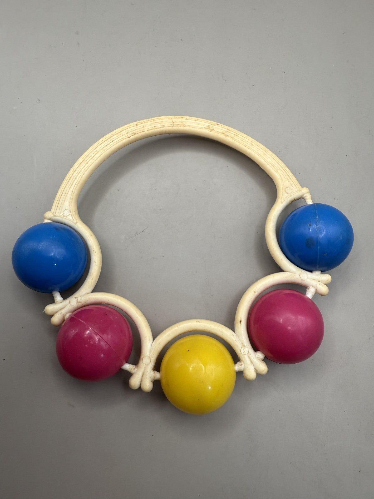 Soviet Baby Rattle with Spinning Balls, Vintage USSR Plastic Toy - photo 2