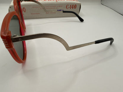 Vintage Soviet-Style Sunglasses C-140 Red Metal, 1993, NOS in Box - photo 9