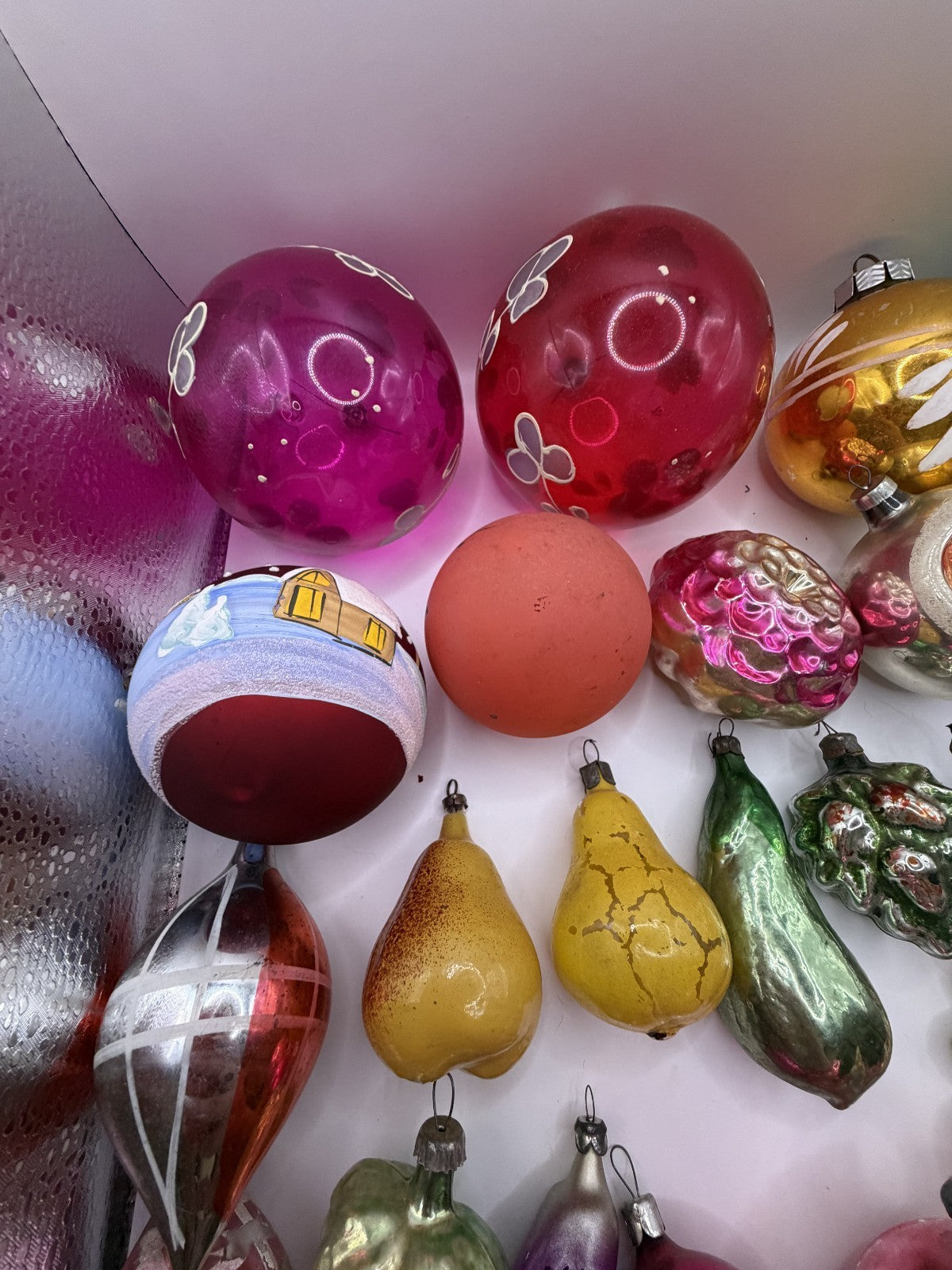 Soviet Glass Christmas Ornaments Lot of 30, Baubles & Figures (Lot 30) - photo 13