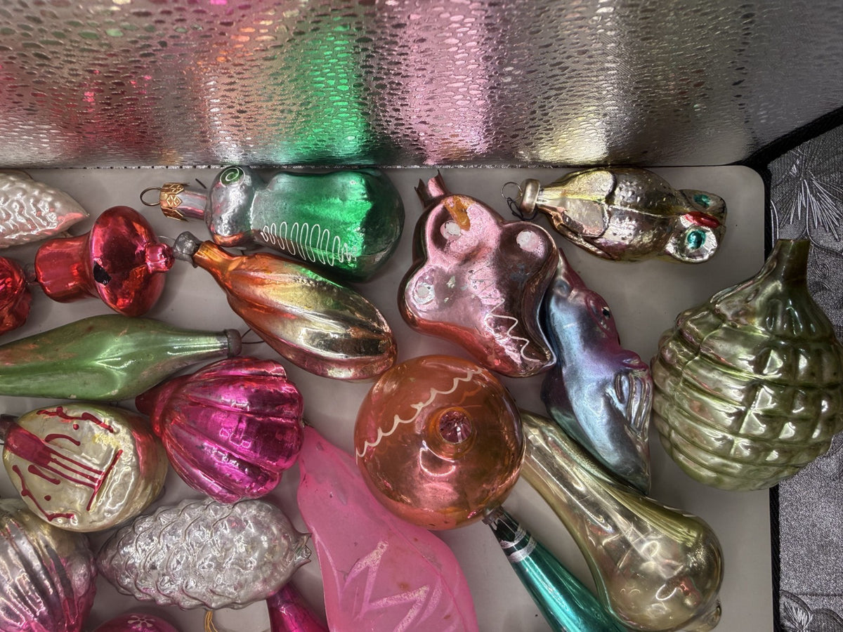 Soviet Glass Christmas Ornaments Lot of 44, As-Is for Craft (Lot 4) - photo 3