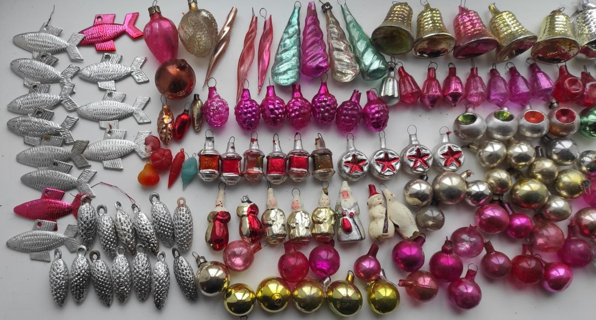 Soviet Mini Christmas Ornaments Lot of 154+, Glass, Mixed - photo 2