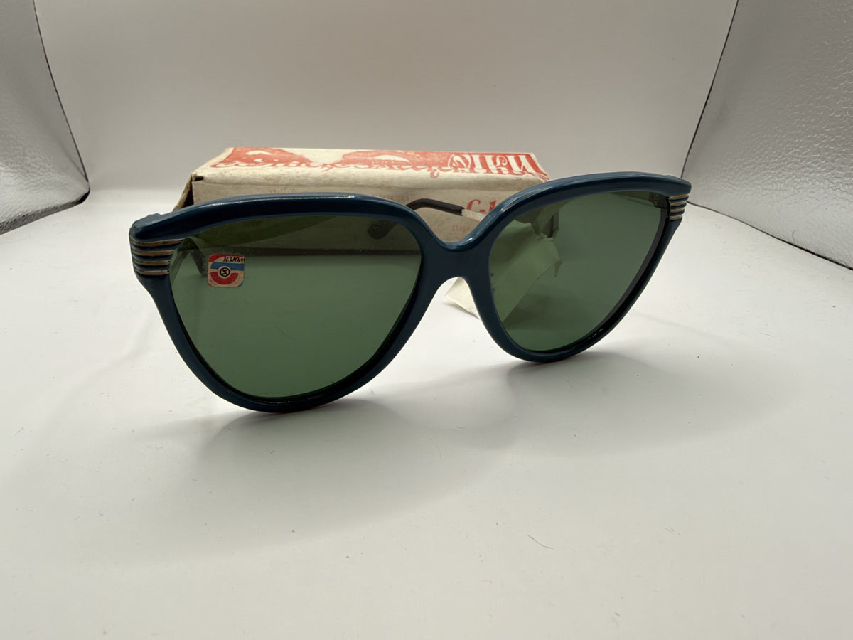 Vintage Soviet-Style Sunglasses C-140 Dark Blue Metal, 1990s, NOS - photo 6