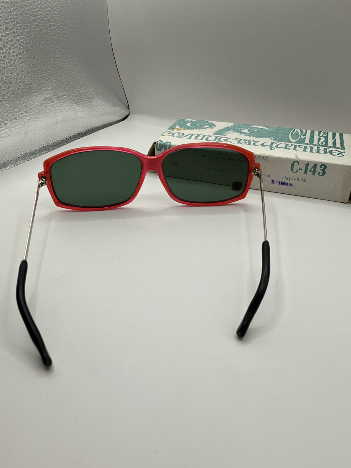 Vintage Soviet-Style Sunglasses C-143 Pink Metal, 1990s, NOS in Box - photo 9
