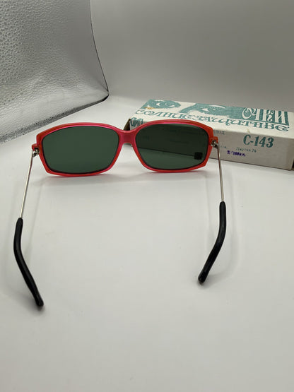 Vintage Soviet-Style Sunglasses C-143 Pink Metal, 1990s, NOS in Box - photo 9