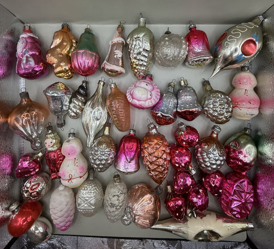 Soviet Glass Christmas Ornaments Lot of 40, Vintage USSR (Lot 21) - photo 1