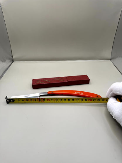 Soviet Zarya Straight Razor, Carbon Steel, Orange Handle, Box - photo 4