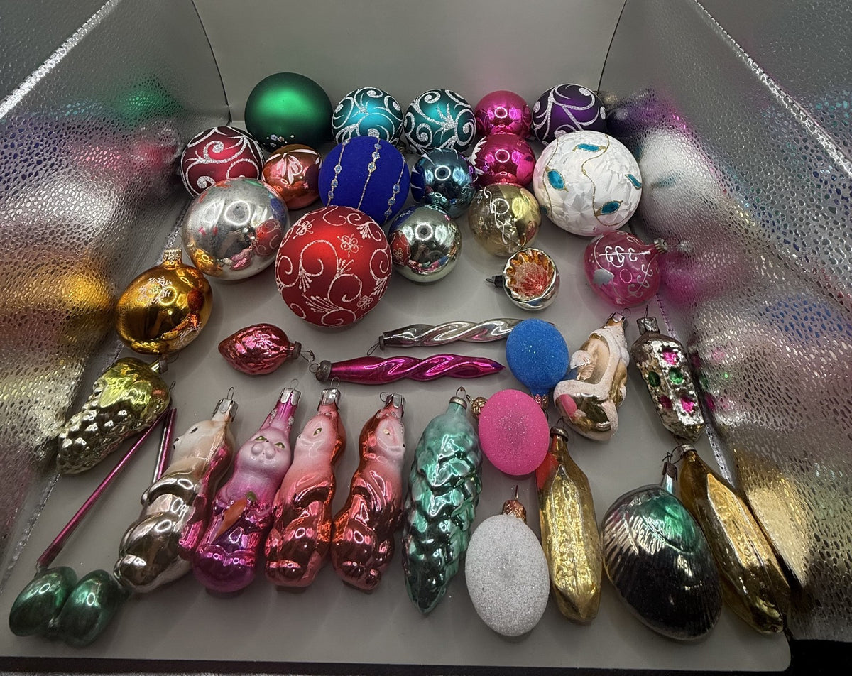 Soviet Glass Christmas Ornaments Set of 36, Vintage USSR (Lot 14) - photo 1