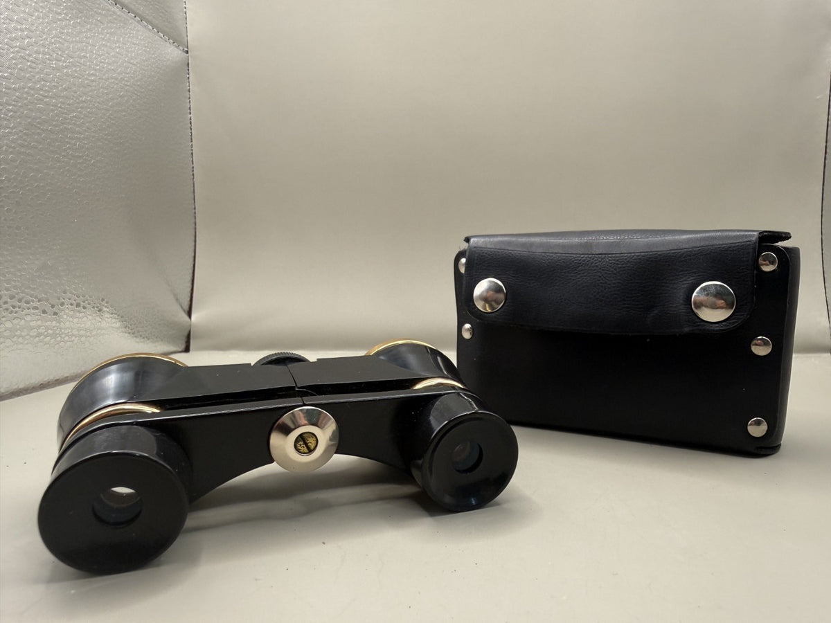 Soviet Opera Glasses, Black & Gold-Tone Theater Binoculars with Case - photo 2