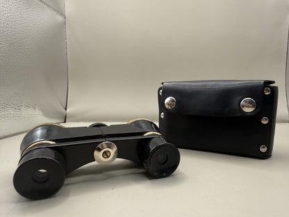 Soviet Opera Glasses, Black & Gold-Tone Theater Binoculars with Case - photo 2