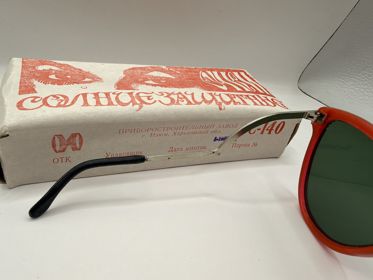 Vintage Soviet-Style Sunglasses C-140 Red Metal, 1993, NOS in Box - photo 8