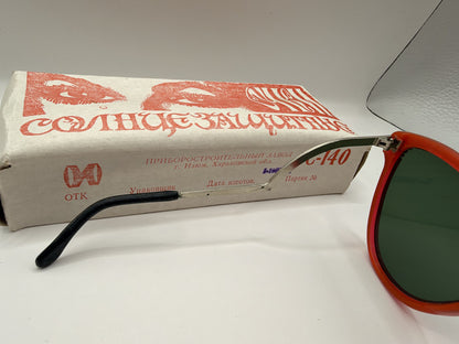 Vintage Soviet-Style Sunglasses C-140 Red Metal, 1993, NOS in Box - photo 8