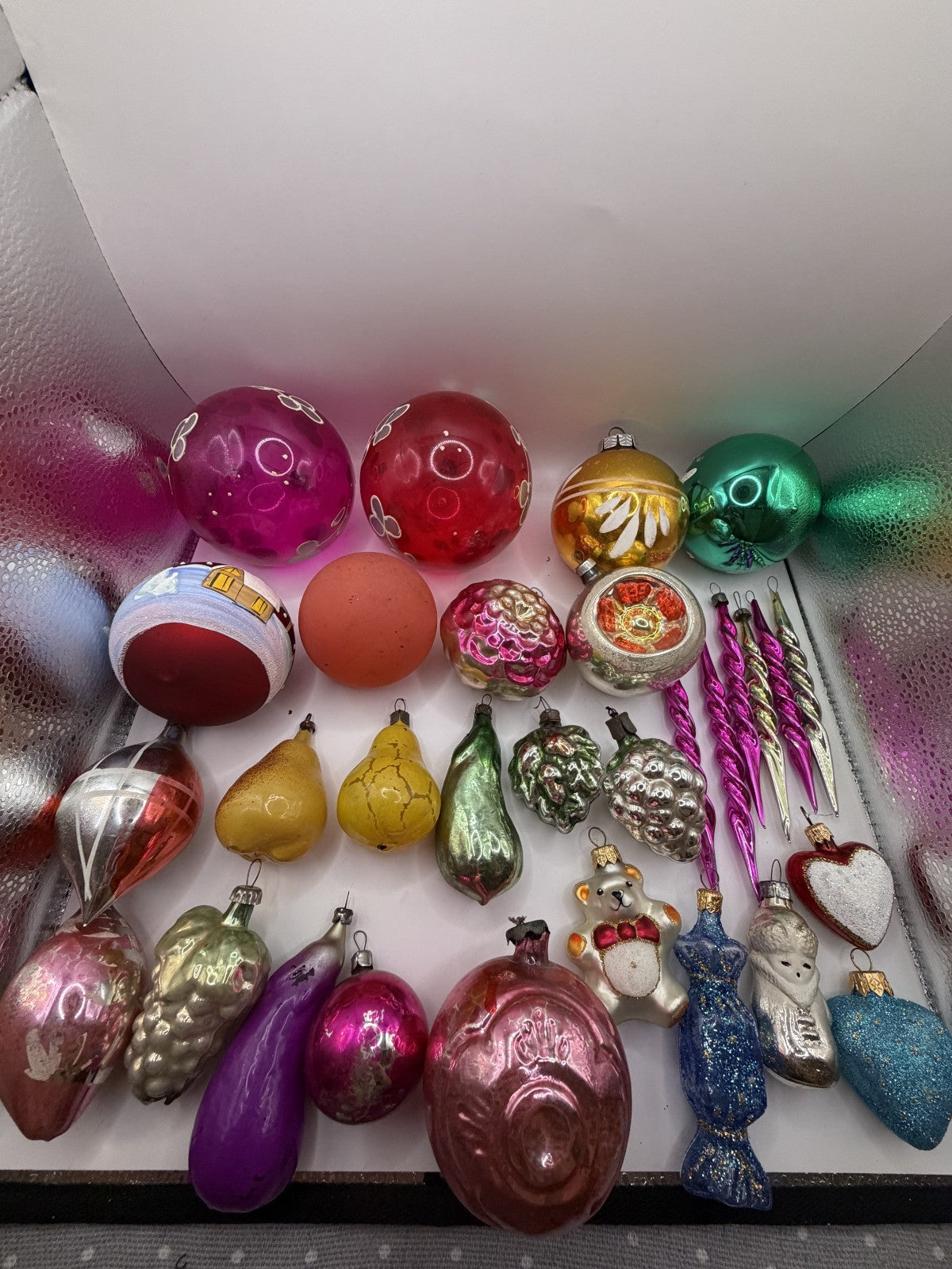 Soviet Glass Christmas Ornaments Lot of 30, Baubles & Figures (Lot 30) - photo 9