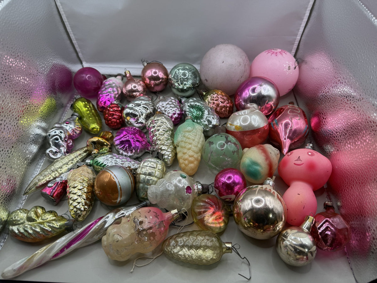 Soviet Glass Christmas Ornaments Lot of 40, Vintage USSR (Lot 2) - photo 1