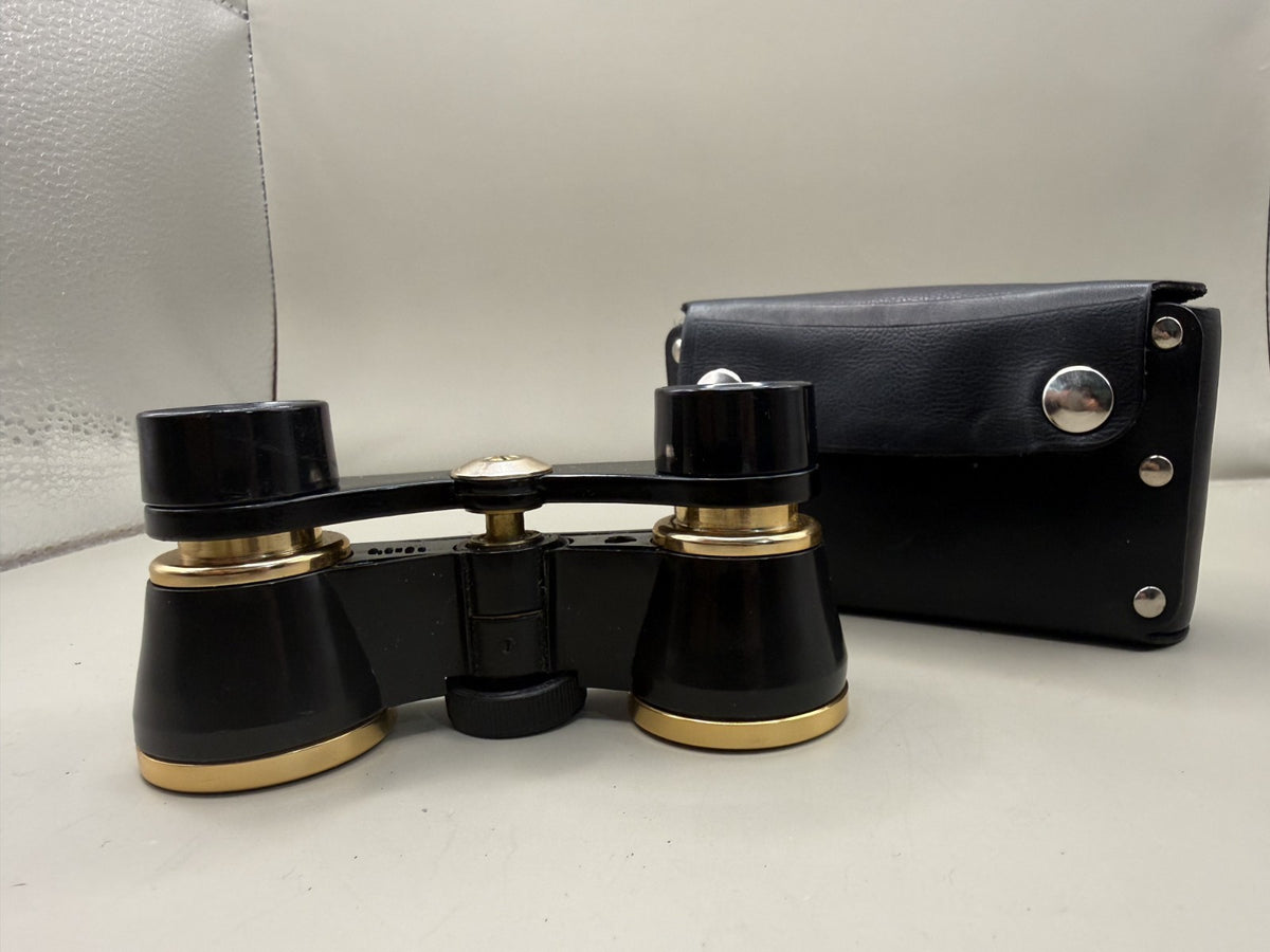 Soviet Opera Glasses, Black & Gold-Tone Theater Binoculars with Case - photo 4