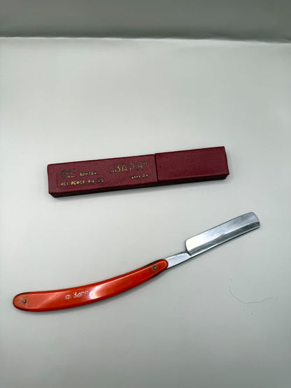 Soviet Zarya Straight Razor, Carbon Steel, Orange Handle, Box - photo 2
