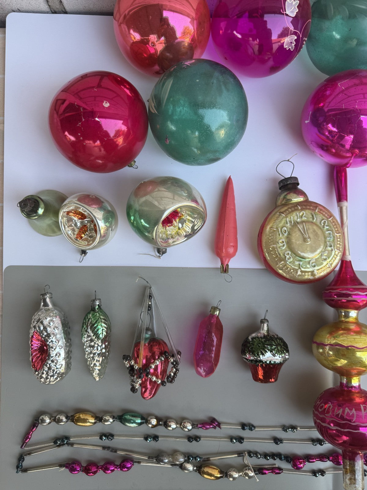 Soviet Glass Christmas Ornaments with Tree Topper, Vintage USSR (Lot 11) - photo 11