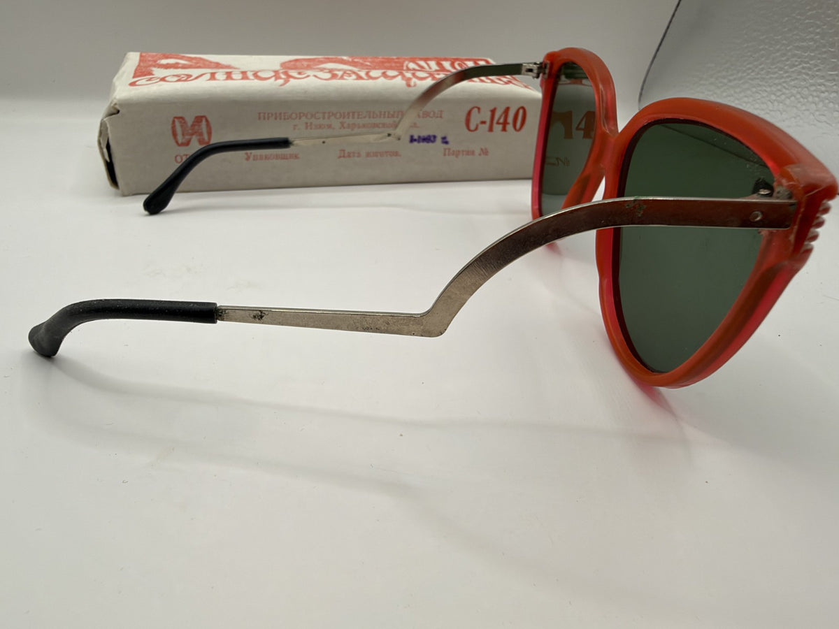Vintage Soviet-Style Sunglasses C-140 Red Metal, 1993, NOS in Box - photo 7