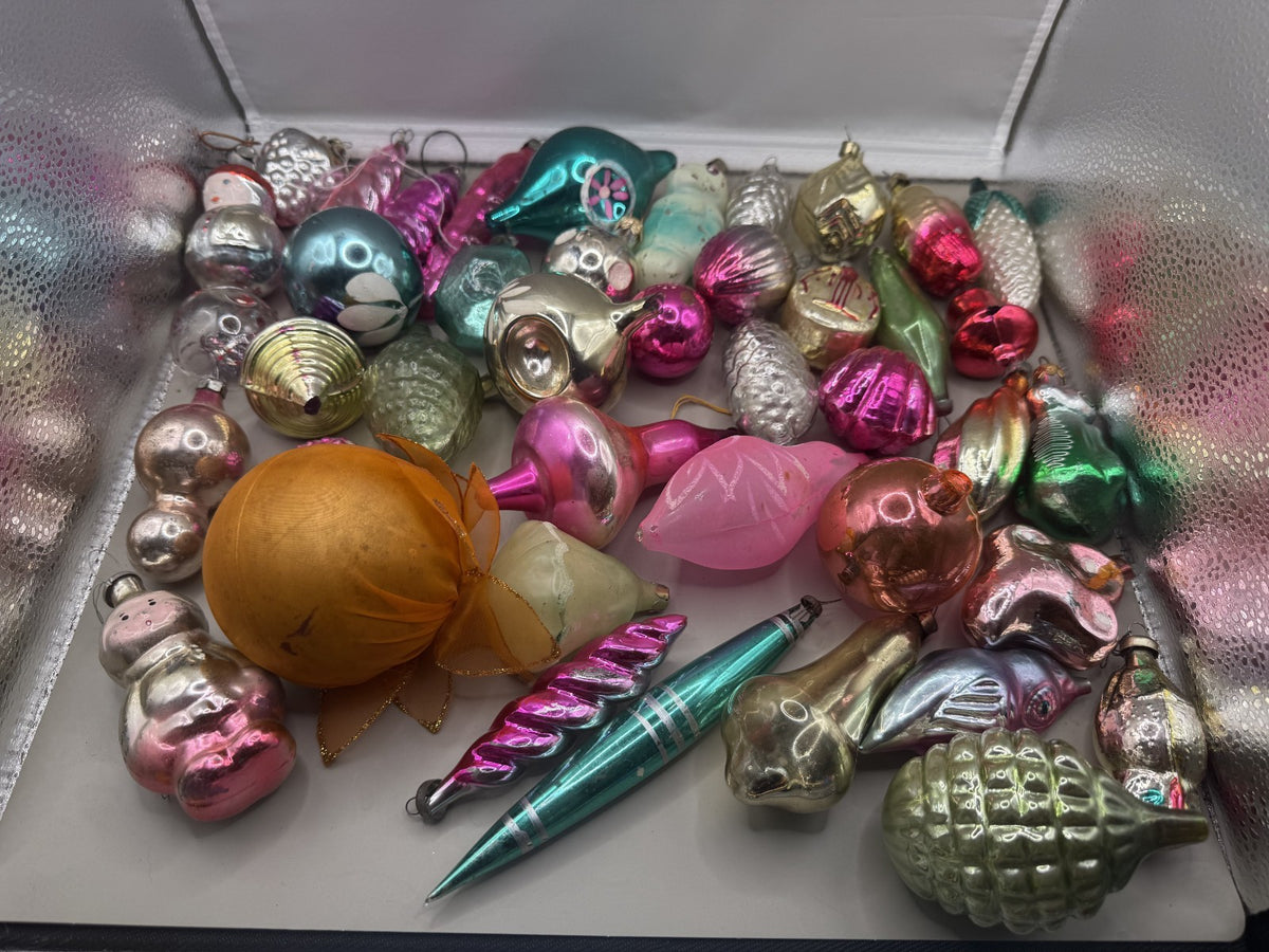 Soviet Glass Christmas Ornaments Lot of 44, As-Is for Craft (Lot 4) - photo 2