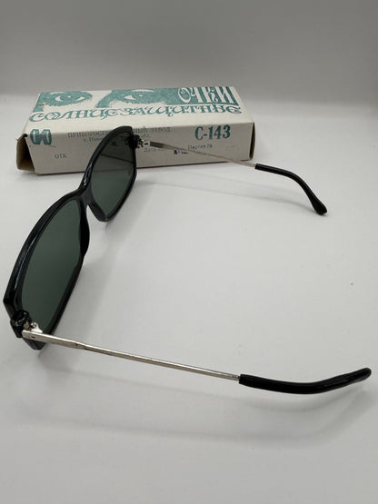 Vintage Soviet-Style Sunglasses C-143 Black Metal, 1990s, NOS in Box - photo 7